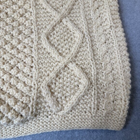 Passports Of Pieri Imports Vintage Cream Cable Knit 100% Wool Sweater Size Large - Picture 10 of 14